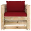 vidaXL Salon de jardin 2 pcs avec coussins Bois impr&eacute;gn&eacute; de vert