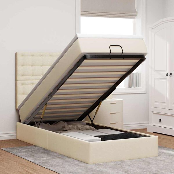 vidaXL Cadre de lit ottoman avec matelas crème 80x200 cm tissu