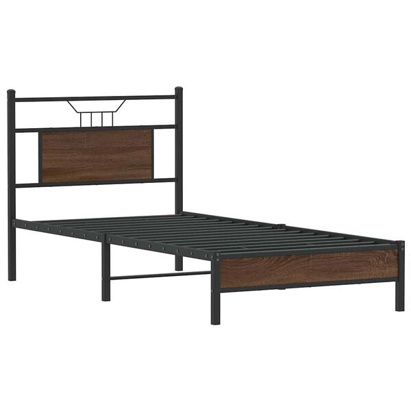 vidaXL Cadre de lit sans matelas ch&ecirc;ne marron 75x190cm bois ing&eacute;nierie