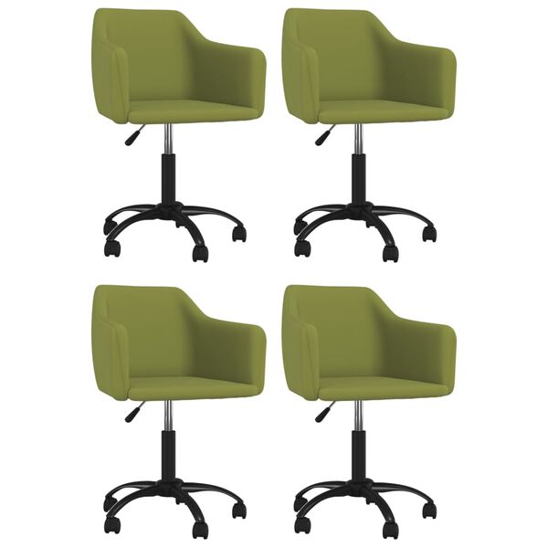 vidaXL Chaises pivotantes &agrave; manger lot de 4 Vert clair Velours