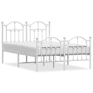 vidaXL Cadre de lit m&eacute;tal sans matelas et pied de lit blanc 120x200 cm