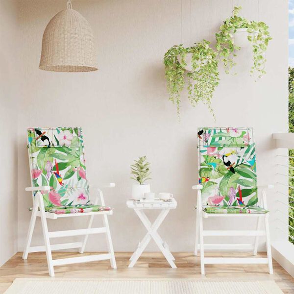 vidaXL Coussins de chaise à dossier haut lot de 2 multicolore
