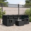 vidaXL Salon de jardin 7 pcs avec coussins noir r&eacute;sine tress&eacute;e