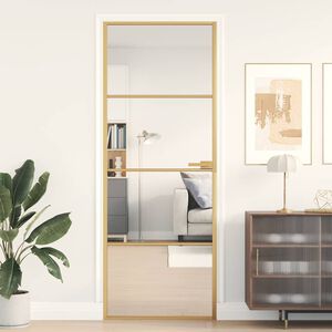 vidaXL Porte int&eacute;rieure mince dor&eacute; 76x201,5 cm verre tremp&eacute; aluminium