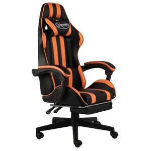 vidaXL Fauteuil de jeux vid&eacute;o et repose-pied Noir et orange Similicuir