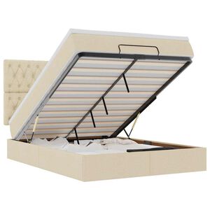 VidaXL Cadre de lit ottoman avec matelas cr&egrave;me 140x190 cm tissu