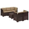 vidaXL Canap&eacute; de Jardin 5 Places avec Coussins Aspect Rotin PP Marron
