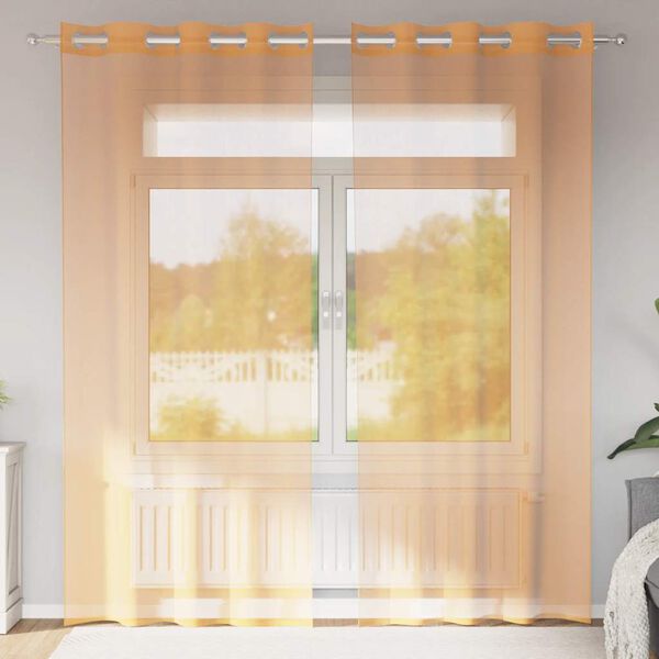 vidaXL Rideaux en voile avec &oelig;illets 2 pcs orange 140x225 cm