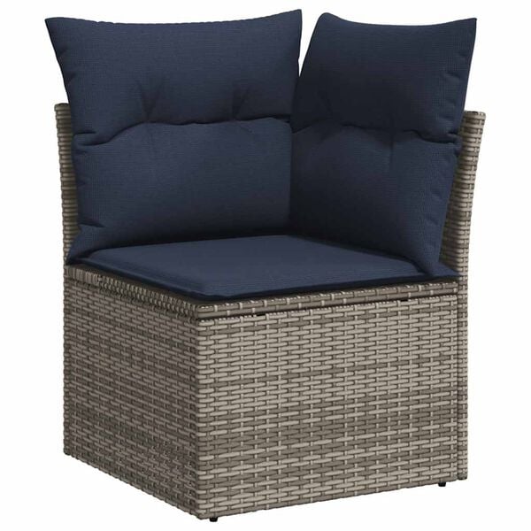 vidaXL Salon de jardin 8 pcs avec coussins gris r&eacute;sine tress&eacute;e