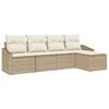 vidaXL Ensemble de Canap&eacute;s avec coussin 5 pcs Beige et cr&egrave;me polyrotin