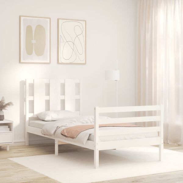 vidaXL Cadre de lit sans matelas blanc 90x200 cm bois massif