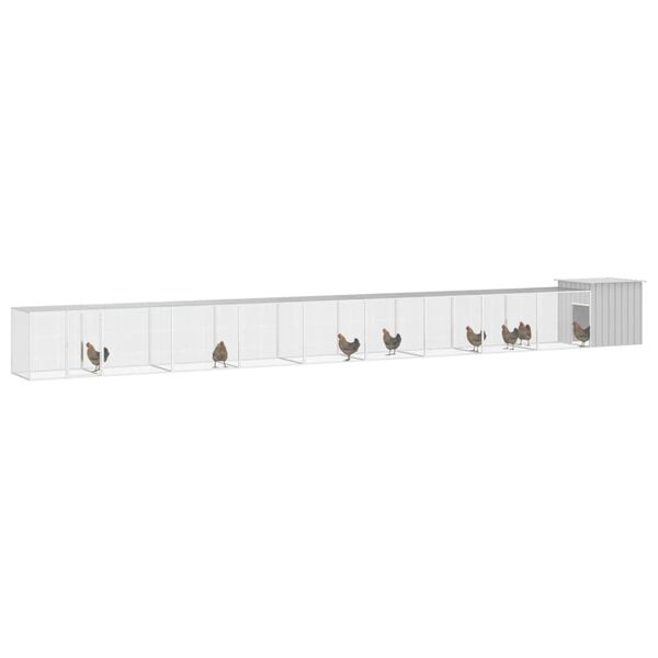 vidaXL Cage pour poules Gris 1000x91x100 cm Acier galvanis&eacute;