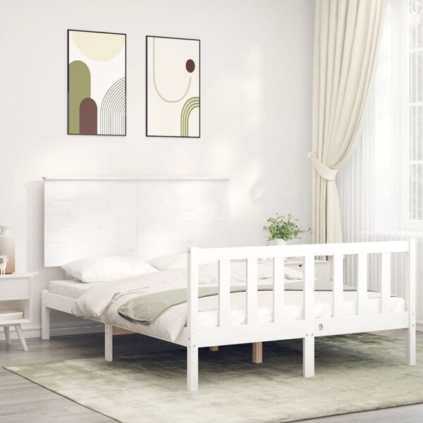 vidaXL Cadre de lit sans matelas blanc bois de pin massif