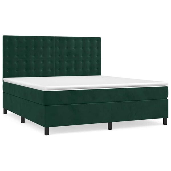 vidaXL Sommier &agrave; lattes de lit et matelas Vert fonc&eacute; 160x200cm Velours