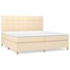 vidaXL Sommier &agrave; lattes de lit avec matelas Cr&egrave;me 200x200 cm Tissu