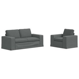 vidaXL Canap&eacute; 2 pcs Gris fonc&eacute; 182 x 80 x 82 cm tissu
