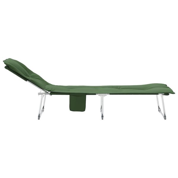 vidaXL Chaise longue pliable vert fonc&eacute; tissu