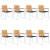 vidaXL Chaises de jardin lot de 8 avec coussins Bois de teck massif