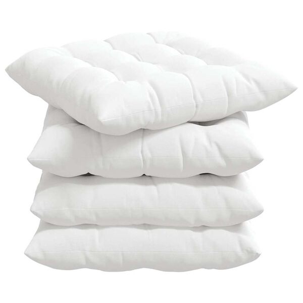 vidaXL Coussins de si&egrave;ge 4 pcs Blanc 40 x 40 x 6 cm tissu