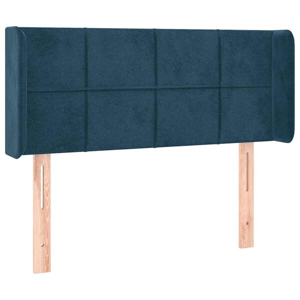 vidaXL T&ecirc;te de lit avec oreilles Bleu fonc&eacute; 103x16x78/88 cm Velours