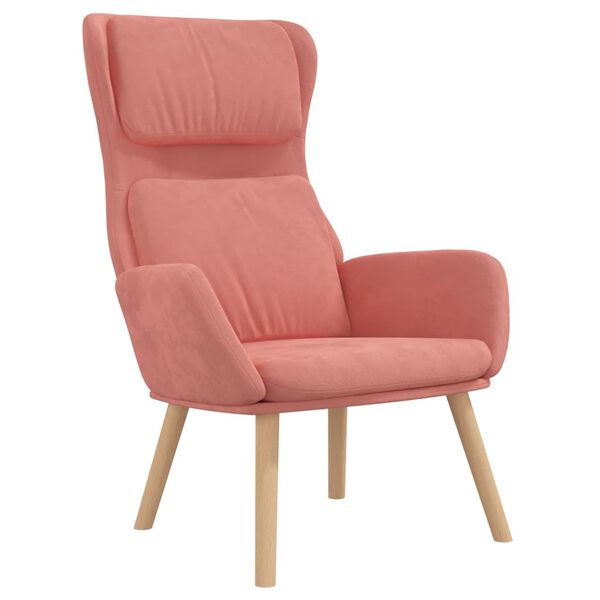 vidaXL Chaise de relaxation avec tabouret Rose Velours