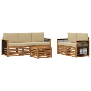 vidaXL Ensemble de canap&eacute;s d'ext&eacute;rieur 6 pc Naturel et Beige