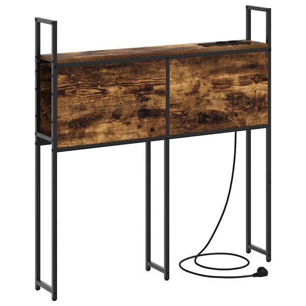 vidaXL Headboard de Rangement avec Station de Charge Ch&ecirc;ne fum&eacute; 90 cm