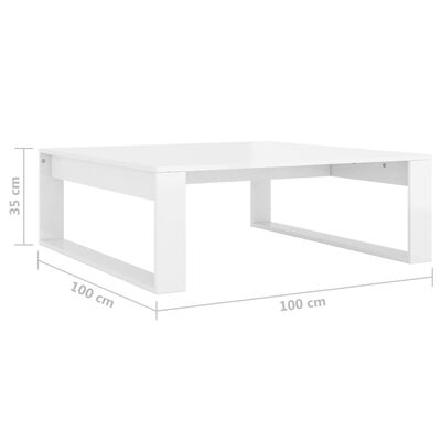 vidaXL Table basse Blanc brillant 100x100x35 cm Aggloméré