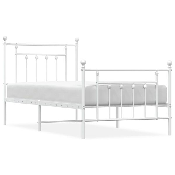 vidaXL Cadre de lit m&eacute;tal sans matelas avec pied de lit blanc 80x200cm