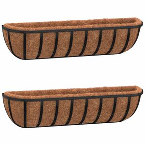 vidaXL Jardini&egrave;res murales 2 pcs en coco noir 61x19x16 cm acier