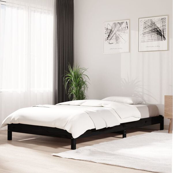 vidaXL Lit empilable sans matelas noir 100x200 cm bois massif de pin