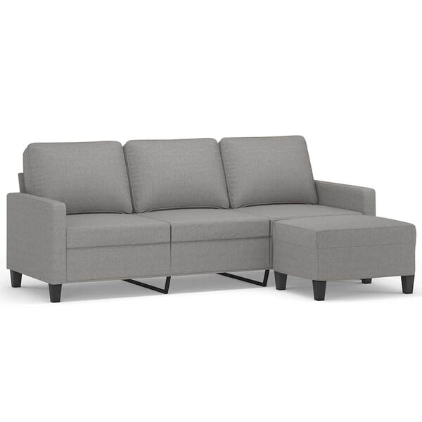 vidaXL Canap&eacute; &agrave; 3 places avec repose-pieds Gris clair 180 cm Tissu