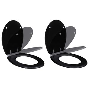 vidaXL Si&egrave;ges de toilette avec couvercles 2 pcs MDF Noir