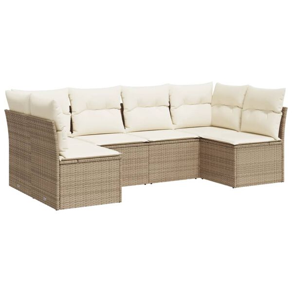 vidaXL Salon de jardin avec coussins 6 pcs beige r&eacute;sine tress&eacute;e