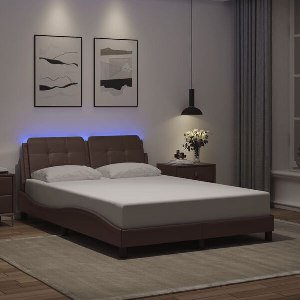 vidaXL Cadre de lit avec LED sans matelas Zadar gris 120x200 cm
