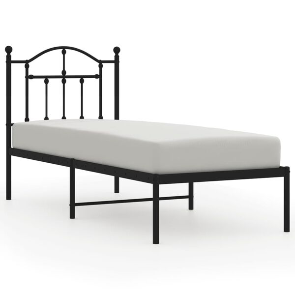 vidaXL Cadre de lit métal sans matelas avec tête de lit noir 75x190 cm