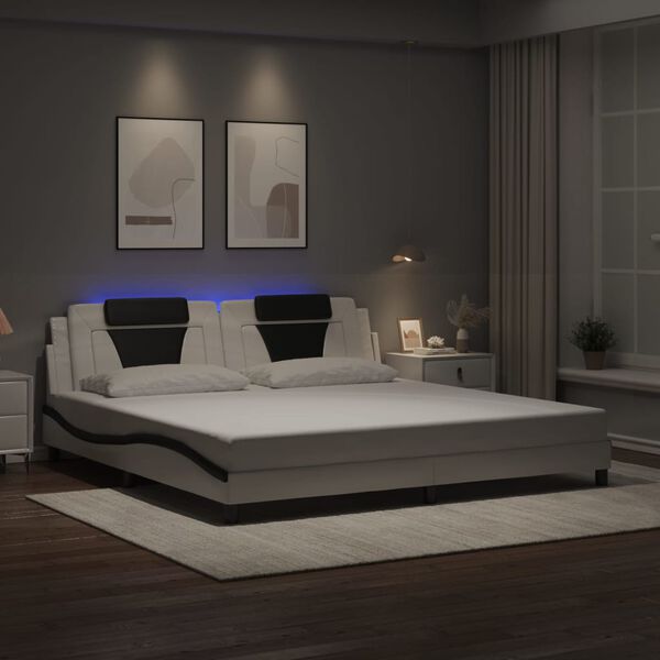 vidaXL Cadre de lit Viana avec LED sans matelas blanc et noir 200x200 cm