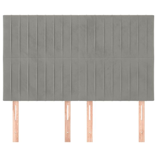 vidaXL T&ecirc;te de lit Gris clair 144 x 5 x 118/128 cm Velours