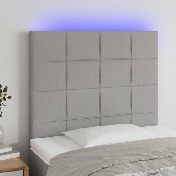 vidaXL T&ecirc;te de lit &agrave; LED Gris clair 90x5x118/128 cm Tissu