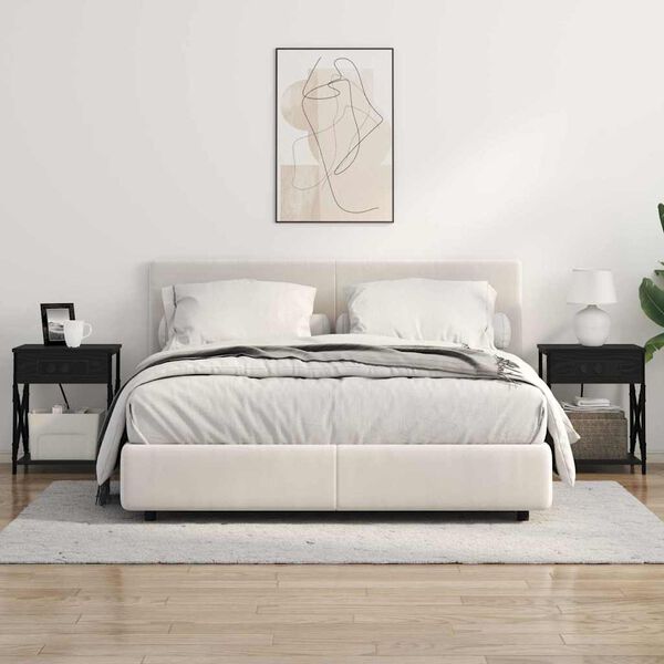 vidaXL Cabinet de chevet 2 pcs Ch&ecirc;ne noir 41 x 31 x 51 cm