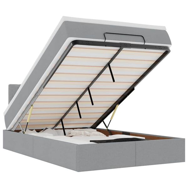 vidaXL Lit ottoman avec matelas gris clair 120x200 cm tissu