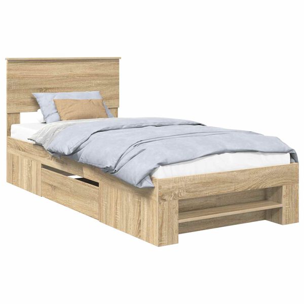 vidaXL Cadre de lit Ch&ecirc;ne Sonoma 80 x 200 cm Bois d'ing&eacute;nierie