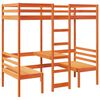 vidaXL Lit mezzanine avec bureau et chaises brun cire 90x200 cm pin