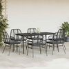 vidaXL Ensemble &agrave; manger de jardin coussins 7pcs noir poly rotin verre