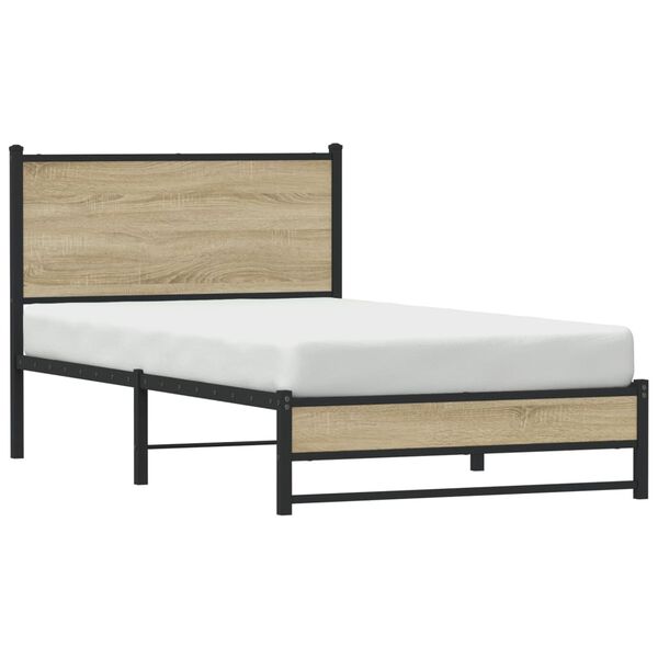 vidaXL Cadre de lit en m&eacute;tal sans matelas ch&ecirc;ne sonoma 100x200 cm