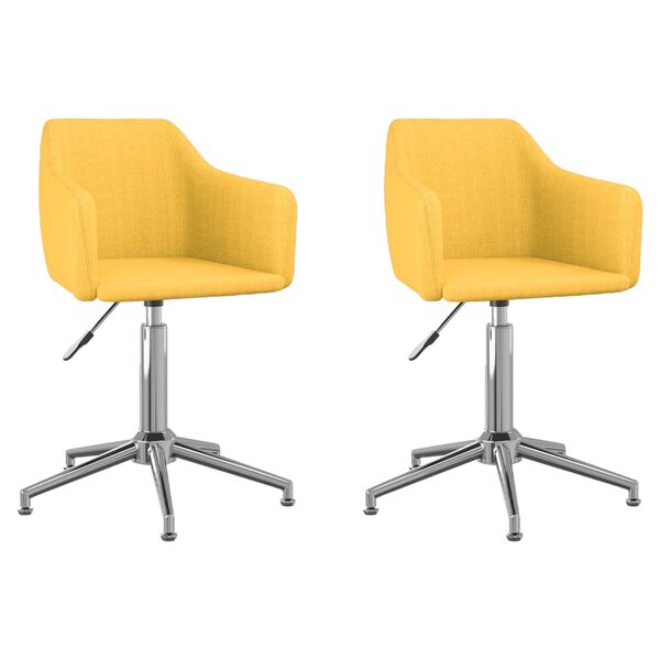 vidaXL Chaises pivotantes &agrave; manger lot de 2 jaune tissu