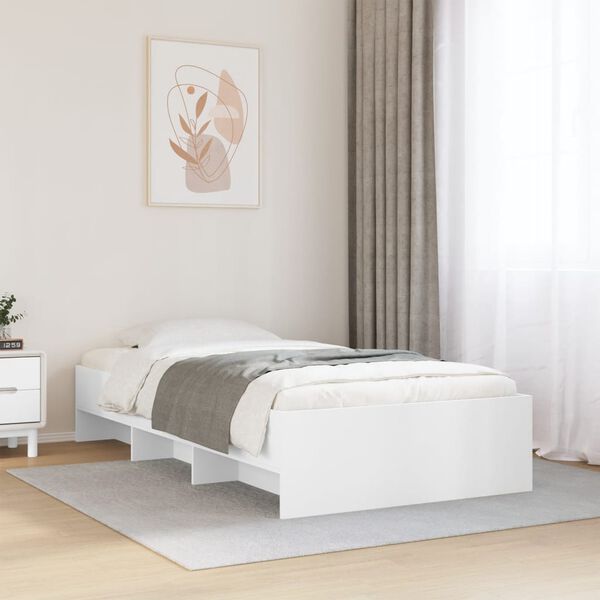vidaXL Cadre de lit sans matelas blanc 90x200 cm bois d'ingénierie