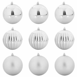 vidaXL Ensemble de Boules de Noël 9 pcs Argent Plastique