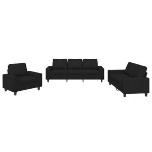 vidaXL Ensemble de canap&eacute;s 3 pcs noir tissu