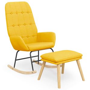 vidaXL Chaise &agrave; bascule avec repose-pied Jaune moutarde Tissu